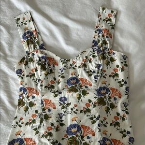 Reformation Floral Tank Top - White, Blue, Orange